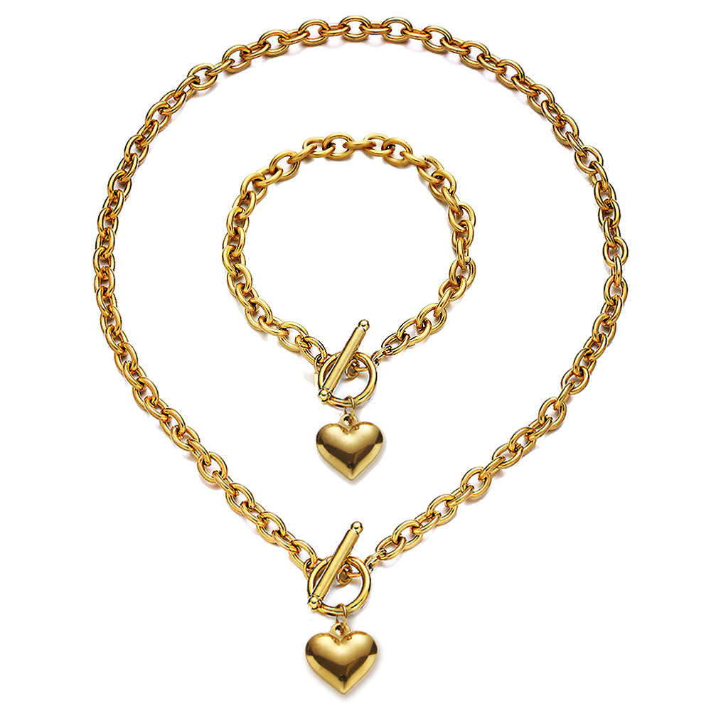 algd370-371 necklace bracelet 18cm gold