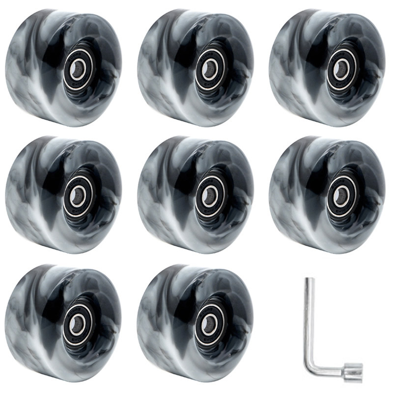 8 black and white color wheels (including bearings), wrenches