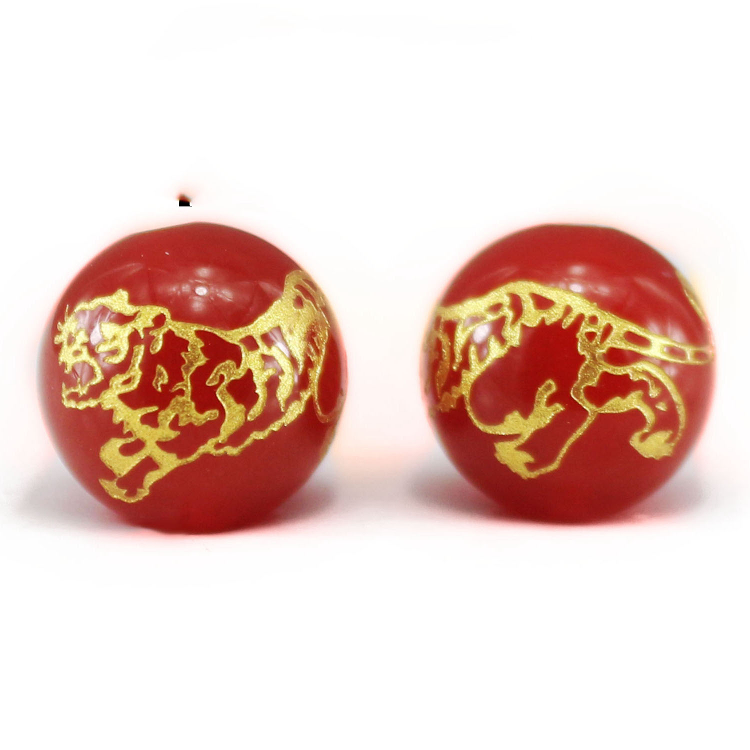 Natural red agate - white tiger diameter 16mm