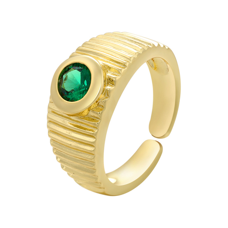 gold color plated with green rhinestone
