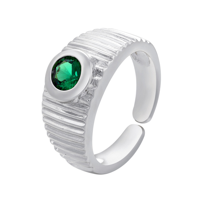 6 platinum color plated with green rhinestone