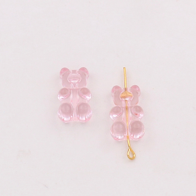 Pink vertical hole bear channeling beads