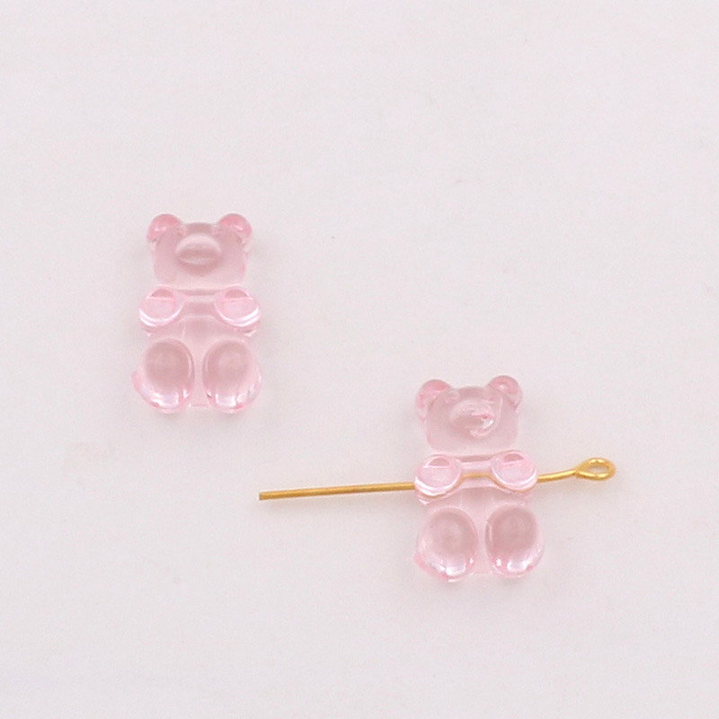 Pink cross hole bear channeling beads