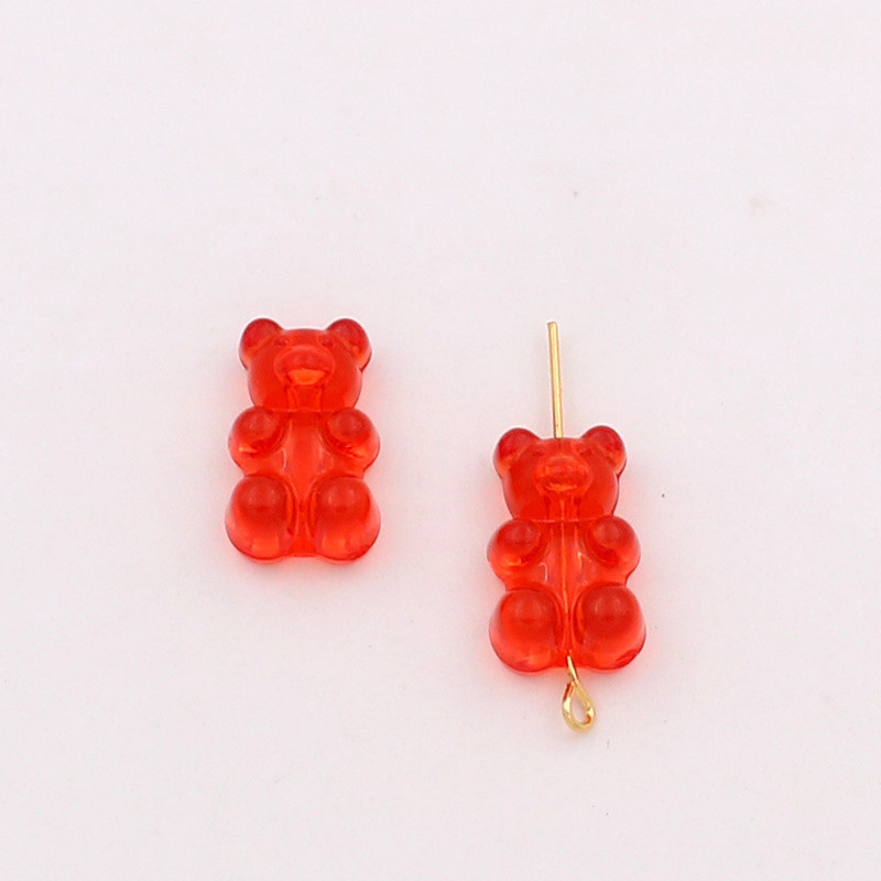 Red vertical hole bear channeling beads
