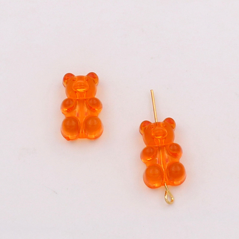 Orange vertical hole bear channeling beads