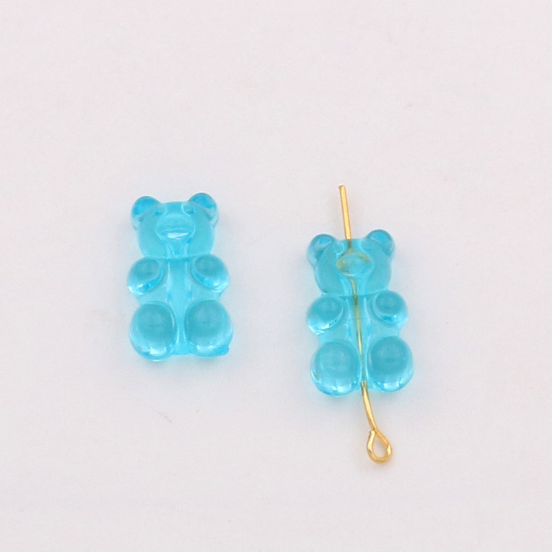 Blue vertical hole bear channeling beads