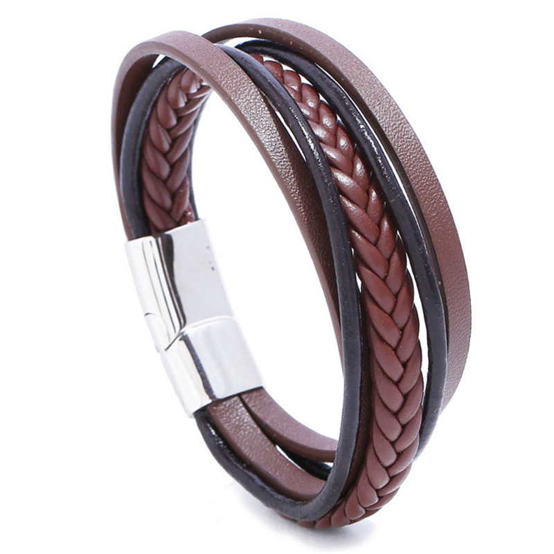Brown leather steel buckle 22.5cm