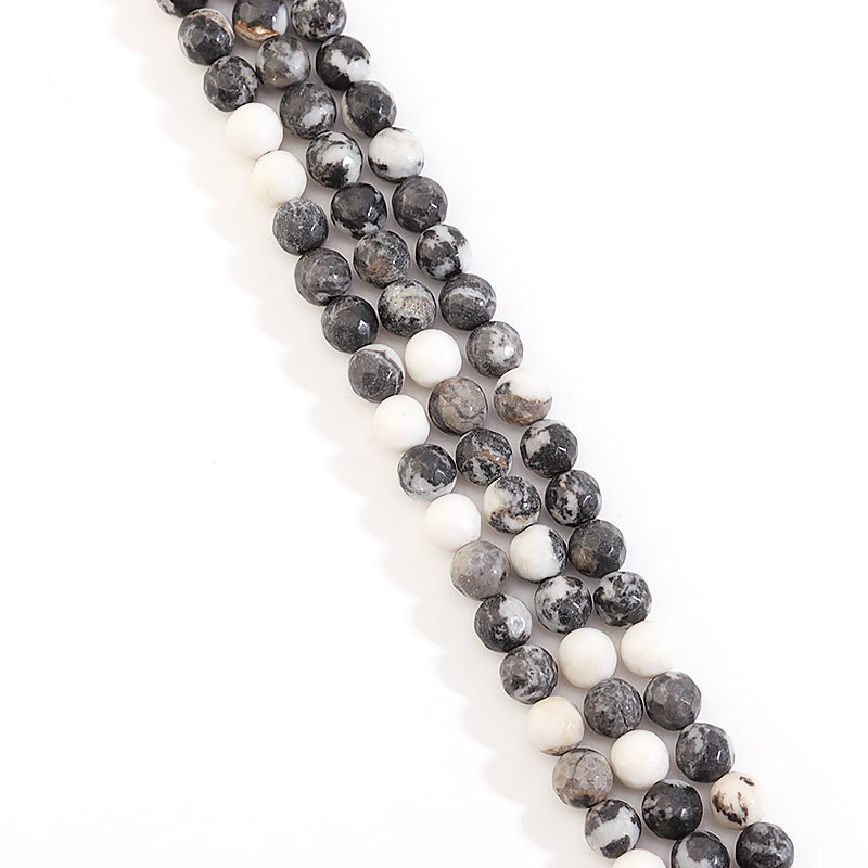 Black and white spot section stone beads