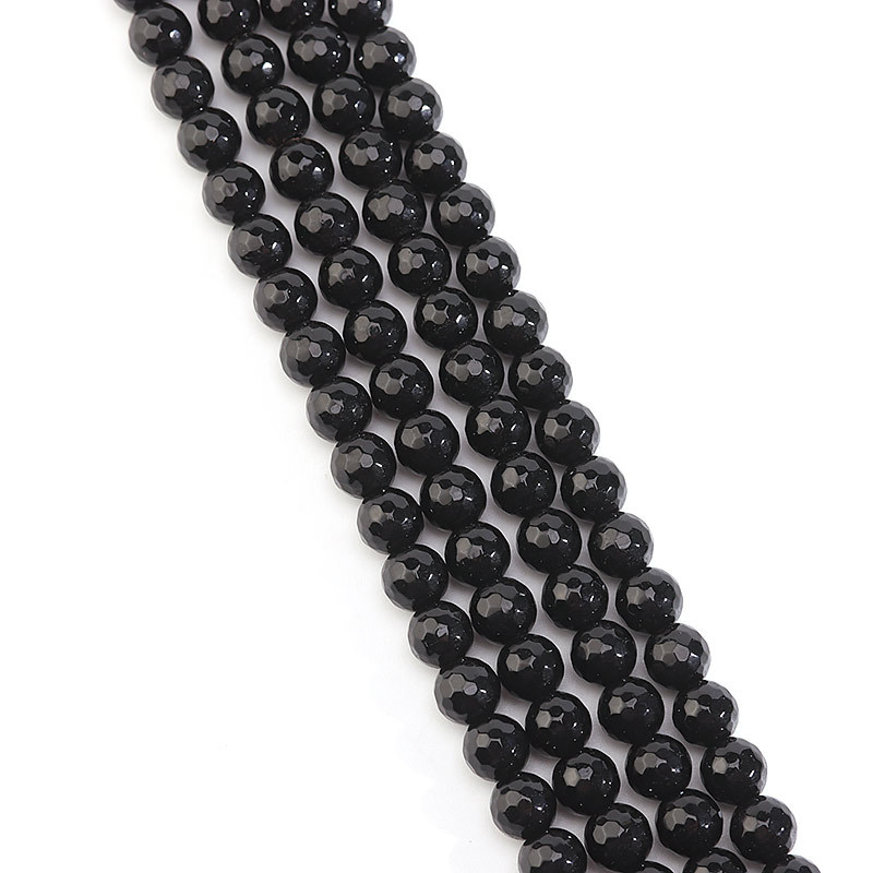 Black stone cut stone bead 6mm