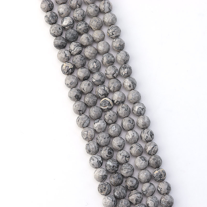 Gray Picasso cut stone bead 12mm