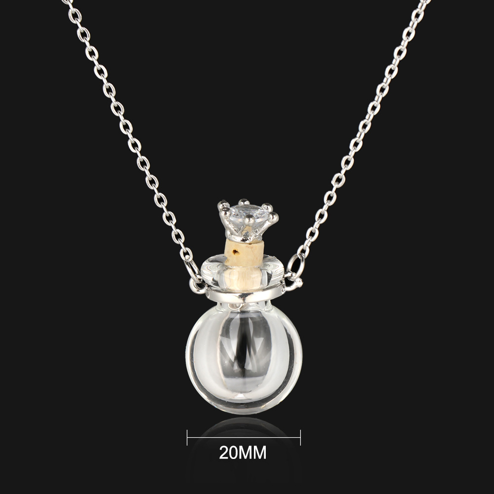Transparent round glass necklace (crown plug)