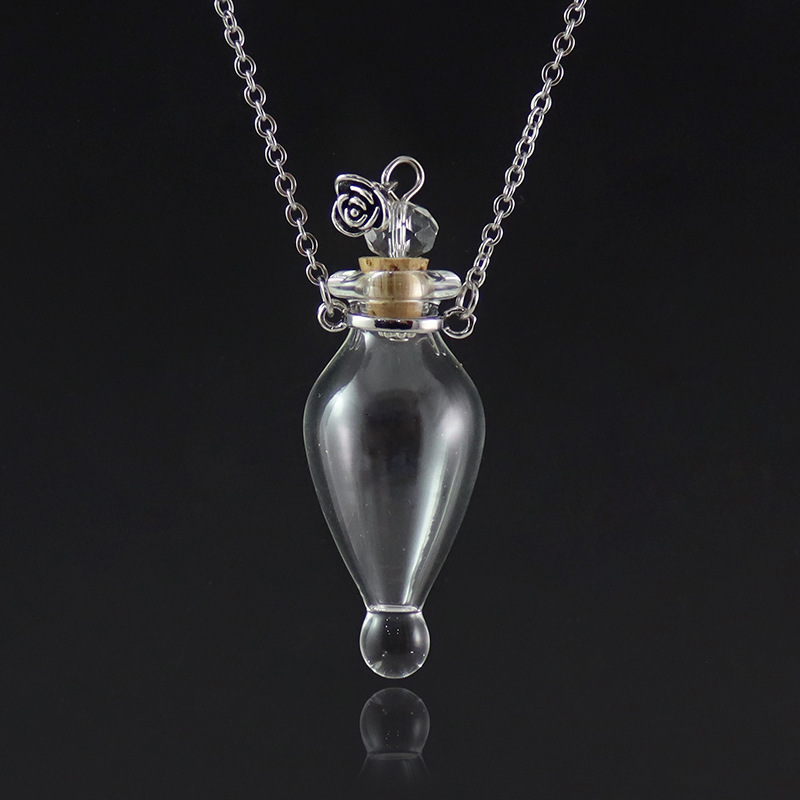 Transparent drop glass necklace (crystal plug)
