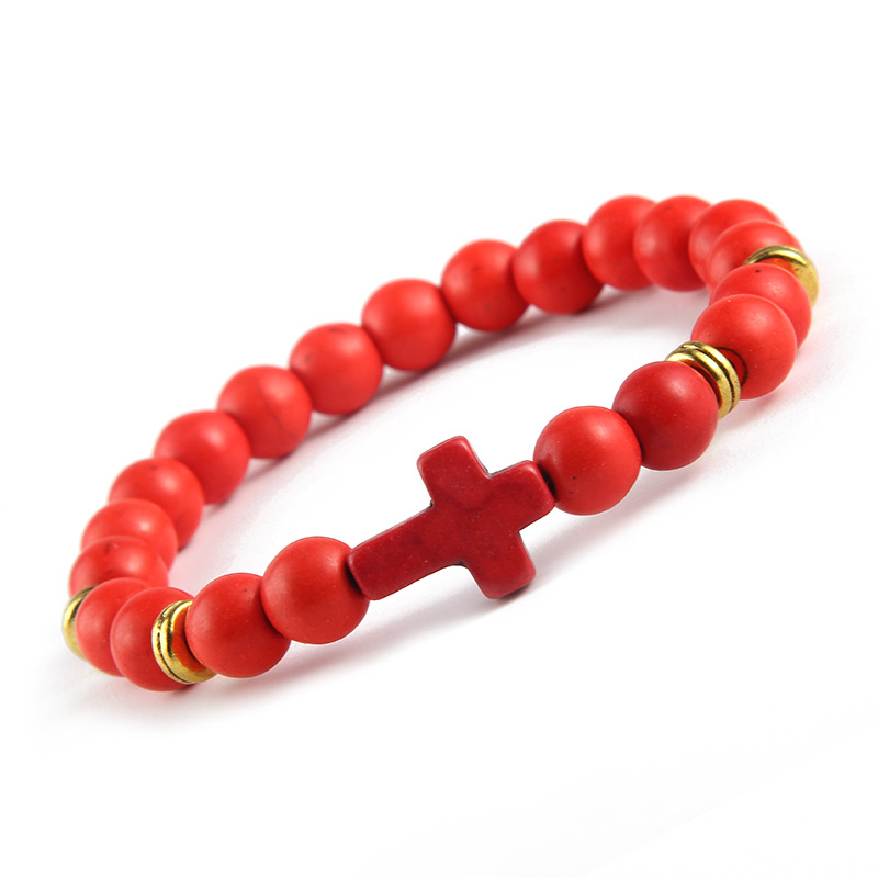 Red beaded cross bracelet 9113-AJ1704