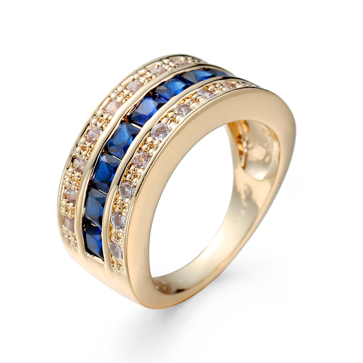 gold color plated with blue CZ