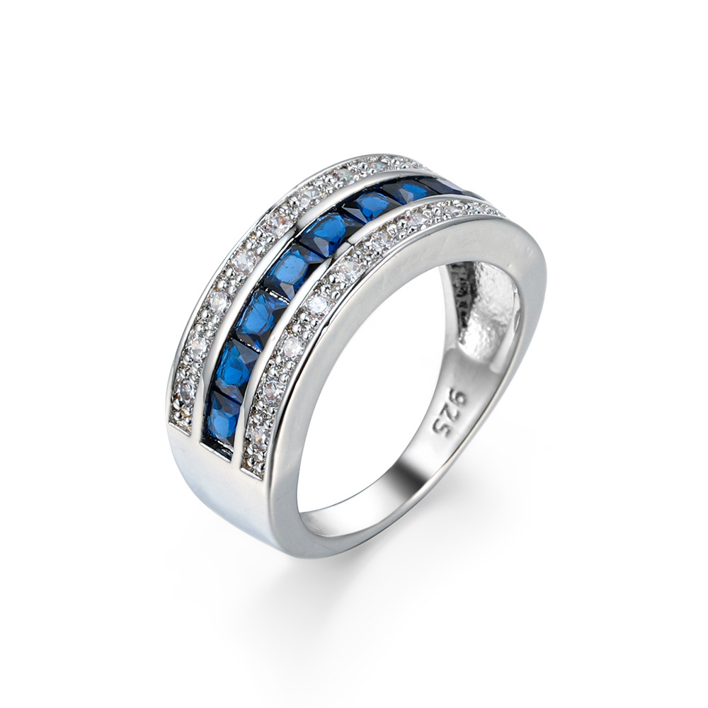 real platinum plated with blue CZ