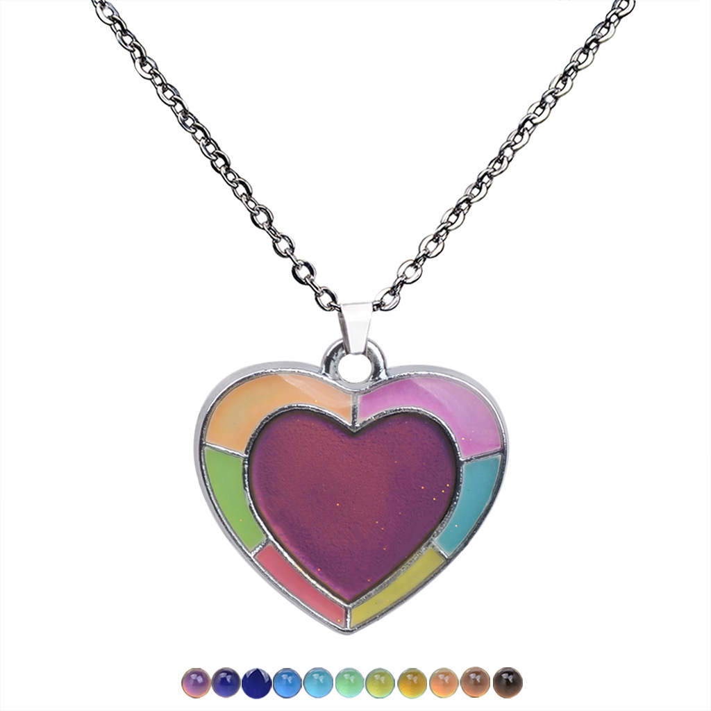 Glow-in-the-dark color-changing heart necklace