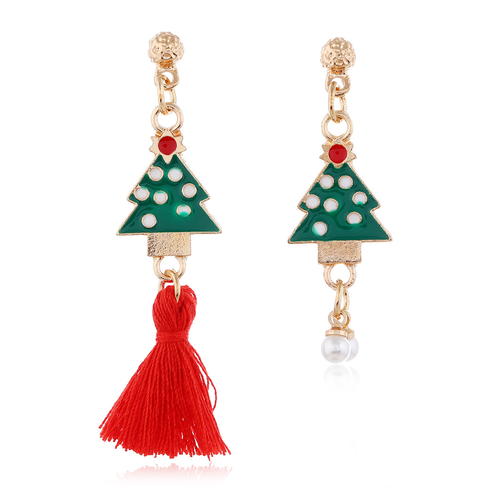 Christmas tree earrings with silver needles
