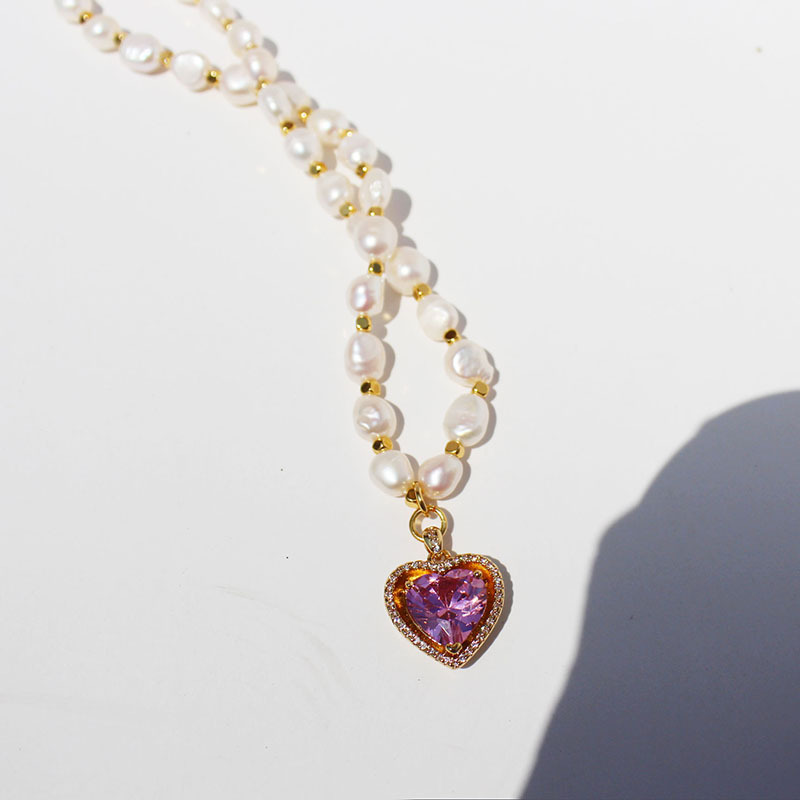 3:Pink heart necklace