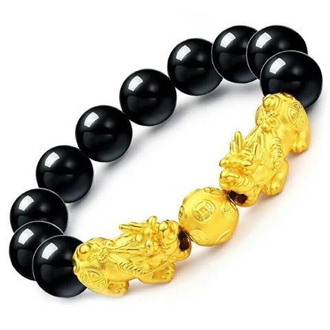 Eight double PI xiu black agate style 12mm