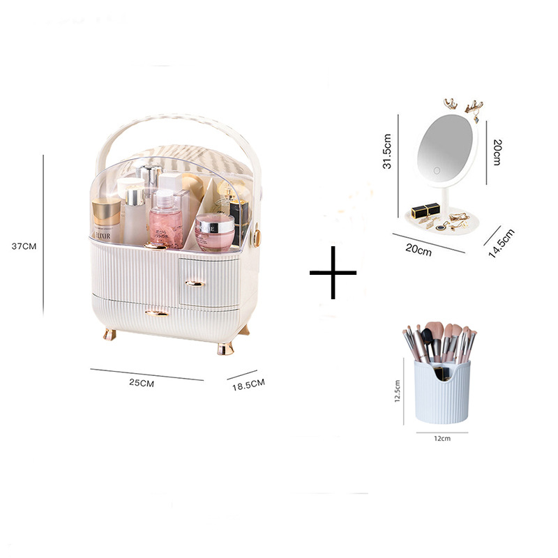 Storage box, brush holder, antler mirror [white]