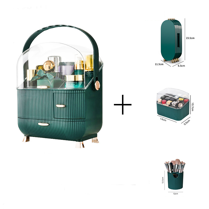 Storage box, screen jewelry box, lipstick box, brush holder [green]