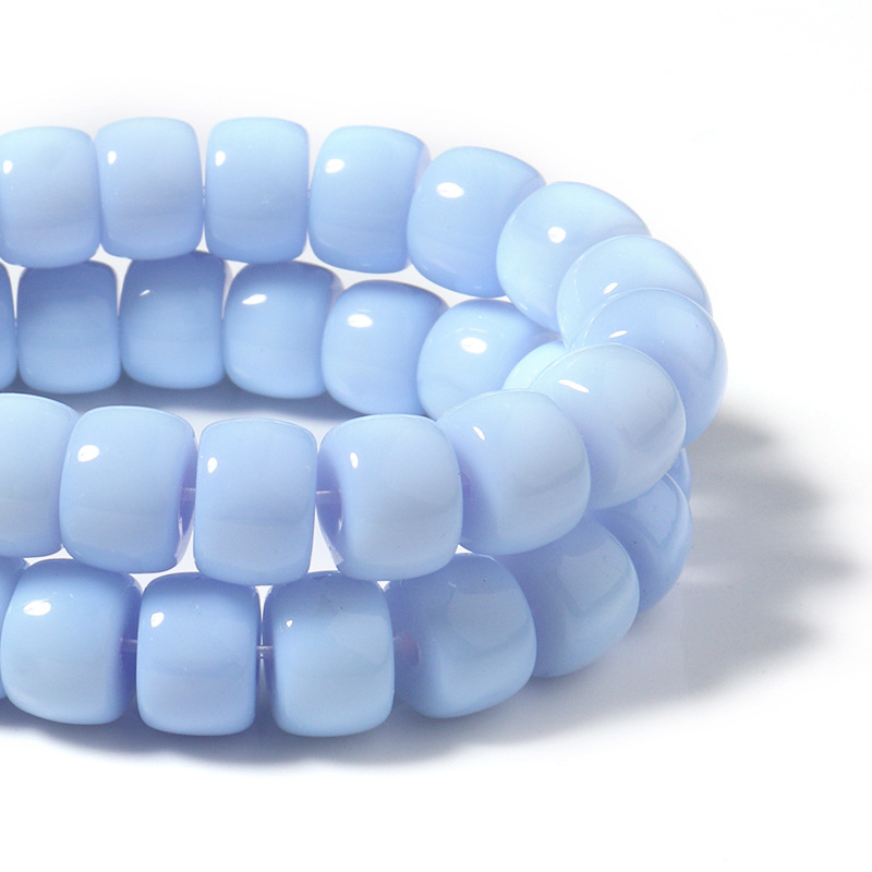 Light blue solid color bead diameter 10*8mm apertu