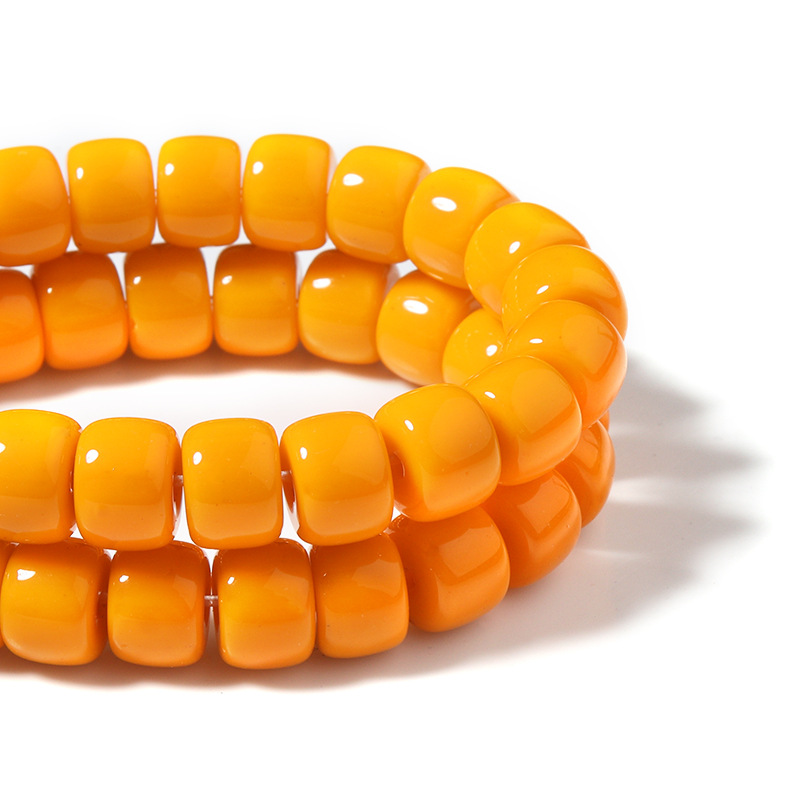 Orange solid color bead diameter 8*6mm aperture 0.