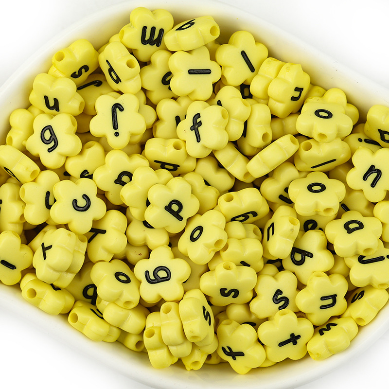 Yellow with black lowercase letters
