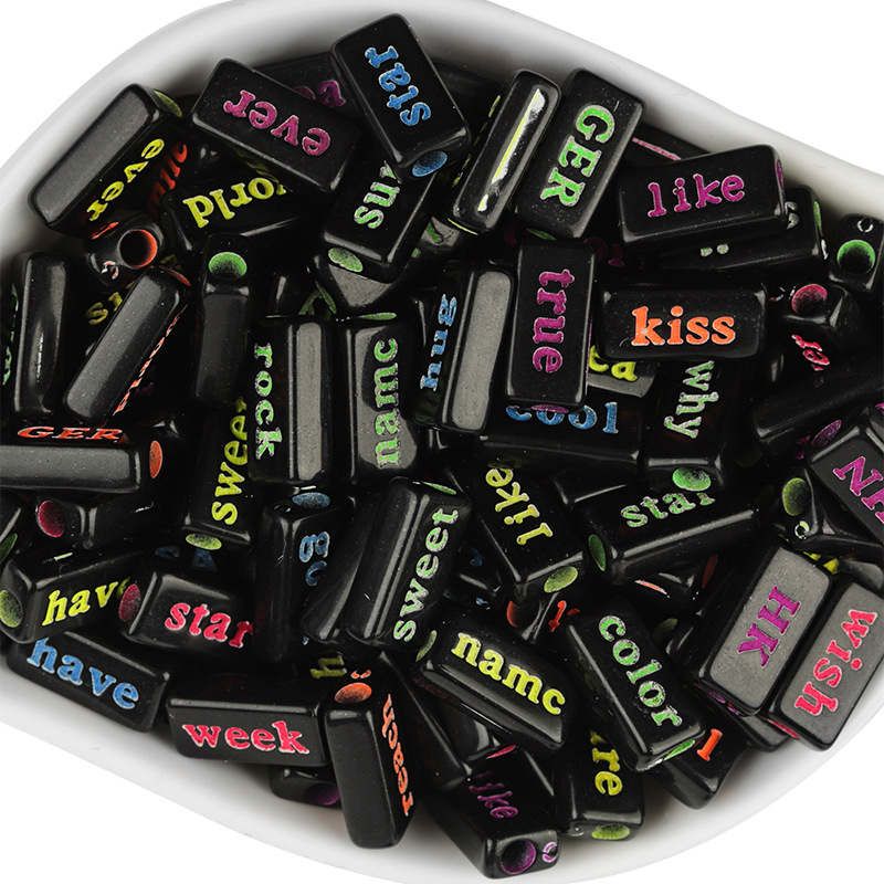 Black with colored English words
