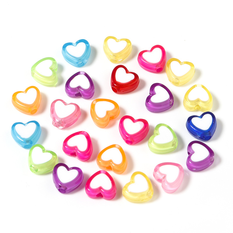2:Mixed color white heart 8*4mm
