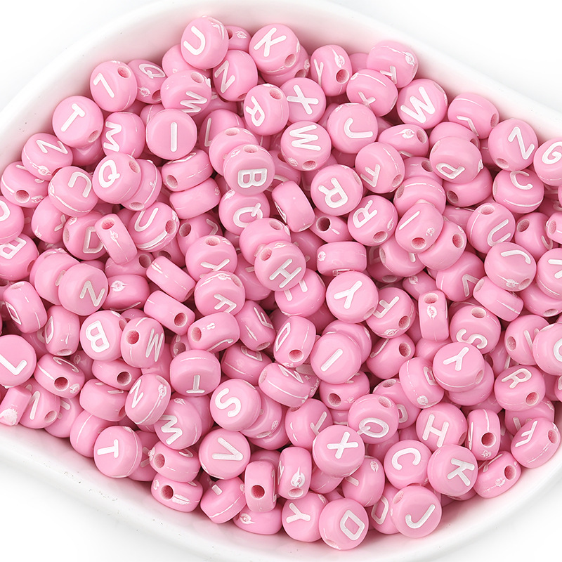 Pink with white letters in a pack of 100,