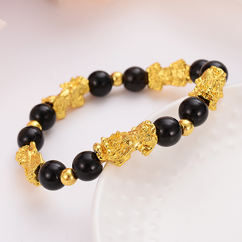 8mm multi PI xiu multi golden bead bracelet