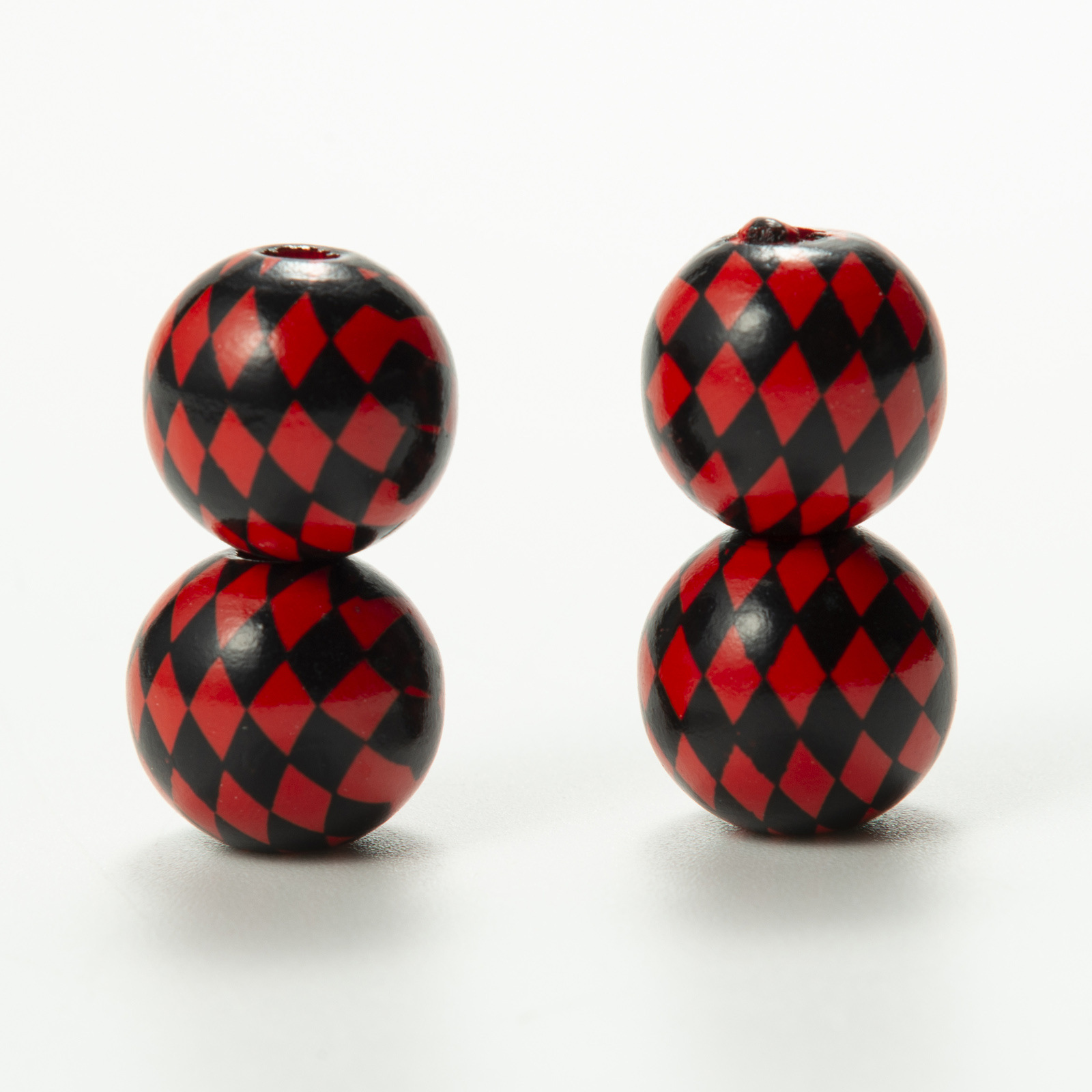 Red and black diamond beads