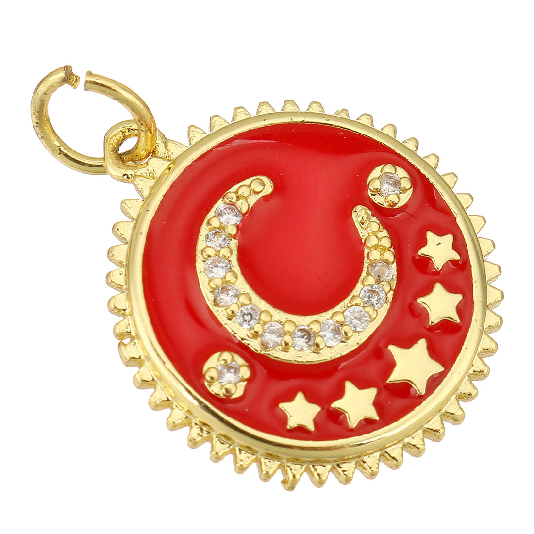 4:gold color plated with red enamel