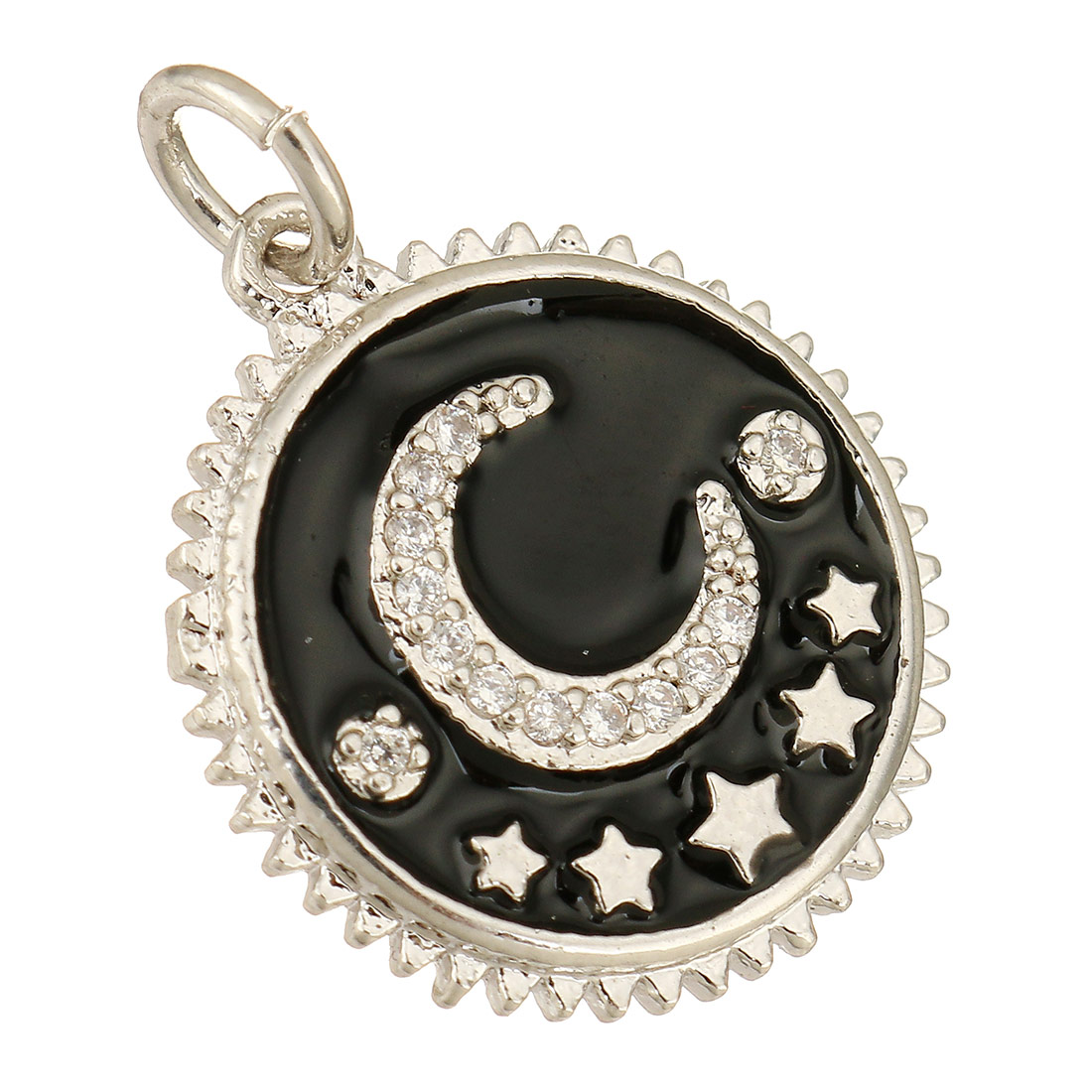 5:sølv farve belagt med sort emalje