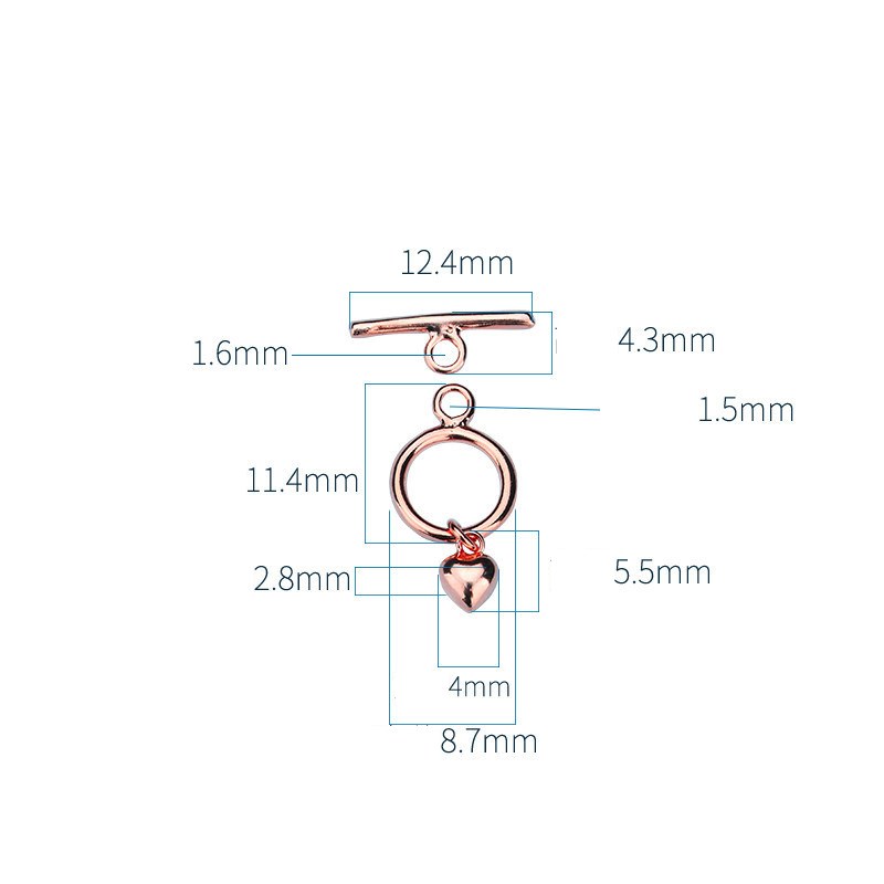 rose gold color plated 8.7x11.4mm, 12.4x4.3mm
