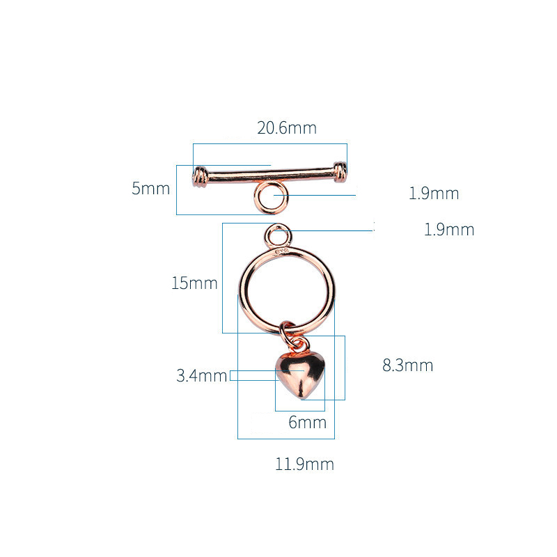8:rose gold color plated 6x15mm, 20.6x5mm