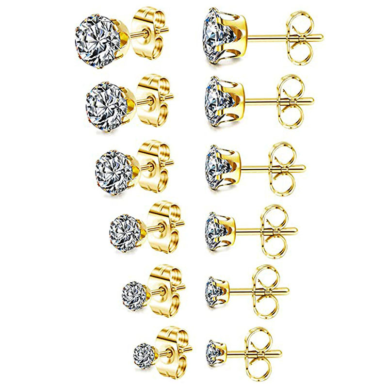 3:3-8mm, Golden Plated, 6 pairs/set