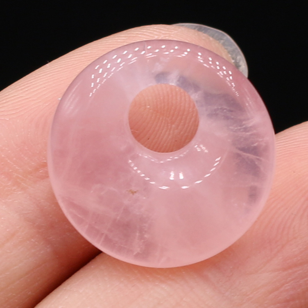 Rose quartz, diameter 18mm-hole 5.5mm