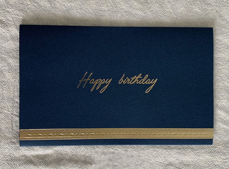Happy birthday navy blue greeting card + envelope