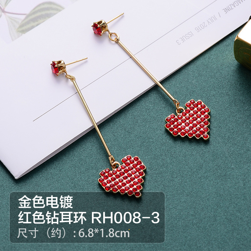 3 Red Heart earrings
