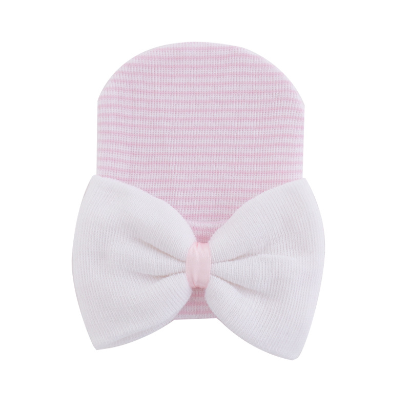 Pink and white stripes   white bow
