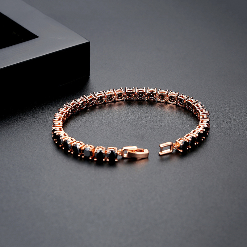 rose gold plated with  black cubic zirconia