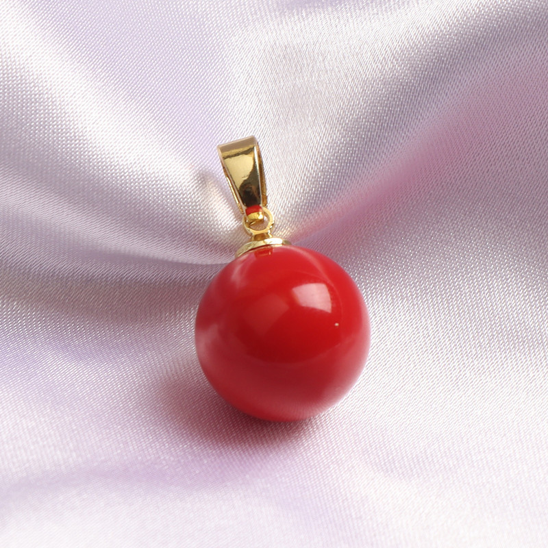 Cherry Red 10mm Pendant+18K Chain