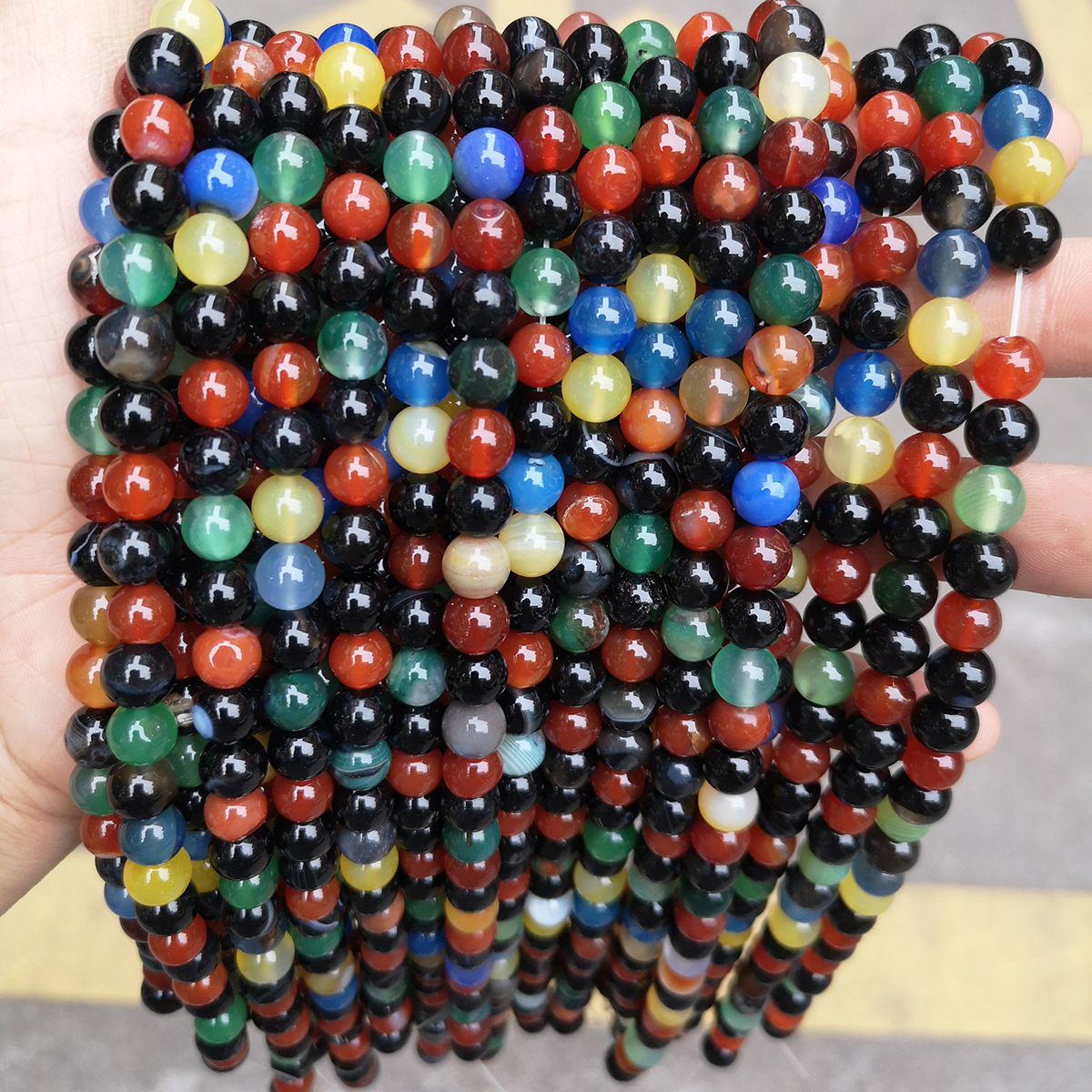 Glossy colorful agate 10mm 37 pcs