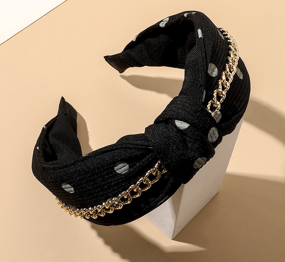 1:Polka dot chain hair band-black