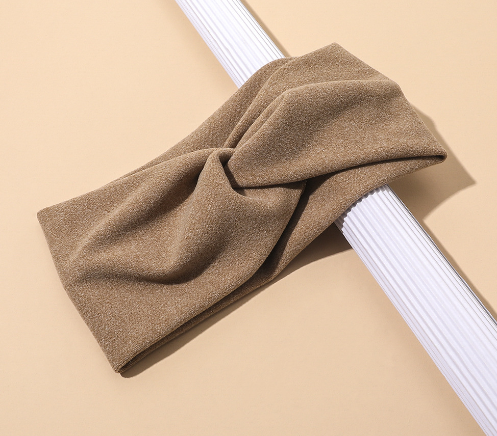 Wool velvet solid color headband-khaki
