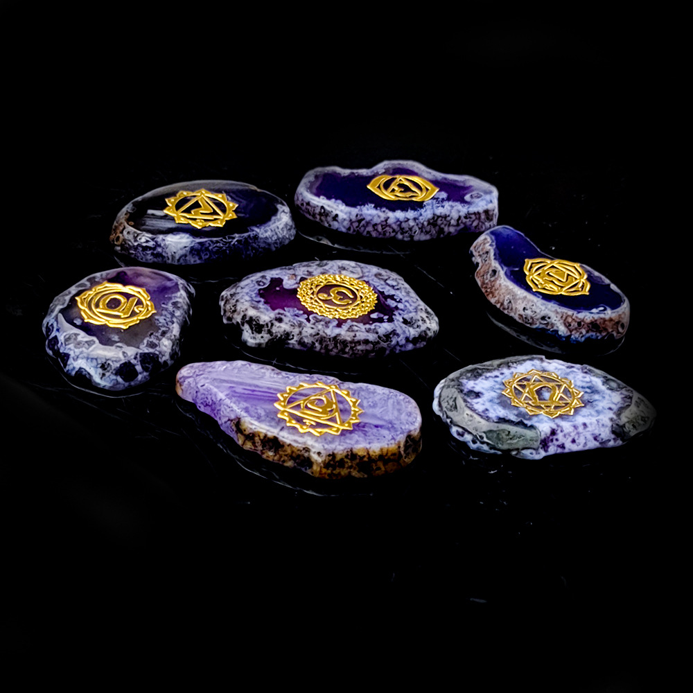 Set of purple agate