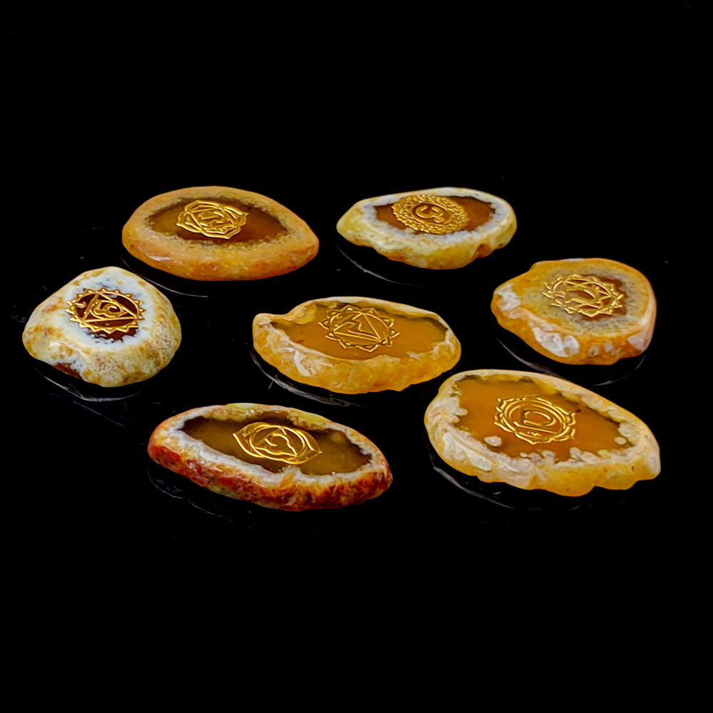 Set of yellow agate