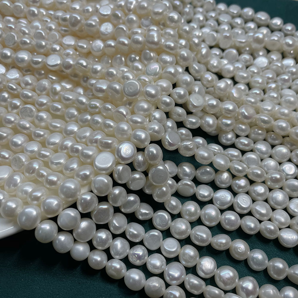 White, about 47 beads/strand, 8-9mm